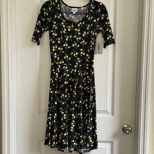 LuLaRoe Nicole Black Dress with Lemon Print